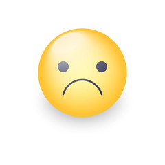 Fototapeta premium Worried vector cartoon emoji. Frustrated, distressed, disappointed, angry, sad emoticon mood. Unhappy smiley. Frowning Face