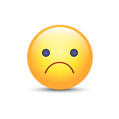 Worried vector cartoon emoji. Frustrated, distressed, disappointed, angry, sad emoticon mood. Unhappy smiley. Frowning Face