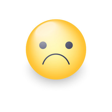 Worried vector cartoon emoji. Frustrated, distressed, disappointed, angry, sad emoticon mood. Unhappy smiley. Frowning Face