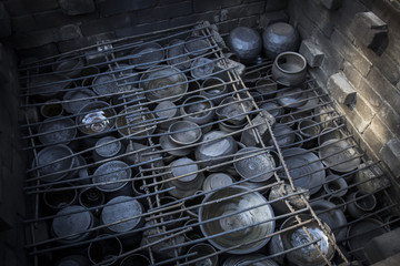 Old pottery kiln and pot. work process