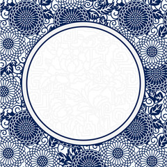 Chinese Porcelain Style Background, Template, Sunflowers