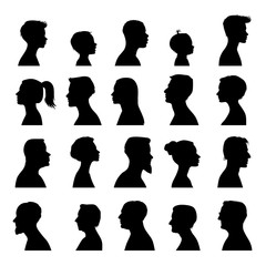 head silhouettes of people - obrazy, fototapety, plakaty