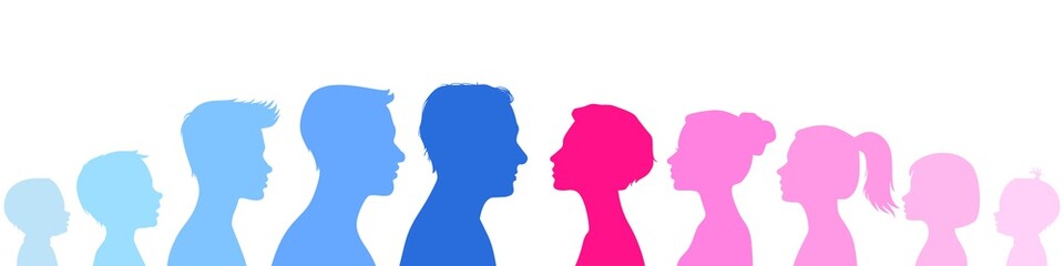 marriage chart. colorful silhouettes
