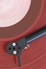 turntable with needle on the record