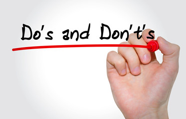 Hand writing inscription Dos and Donts with marker, concept