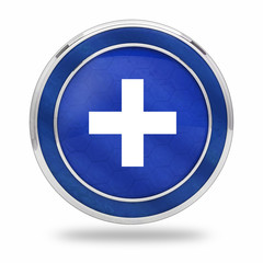 bouton plus addition bleu