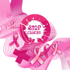 Breast Cancer Awareness Month Pink Ribbon Symbol Flat Vector Illustration