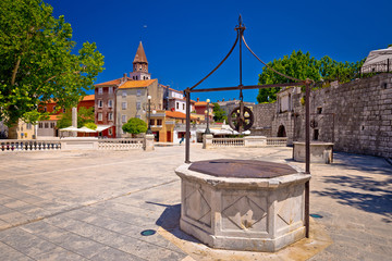 Zadar Five wells square and historic architecture view