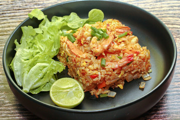 Fried Jasmine rice with prawns in yellow powder
