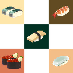 Kinds Of Sushi, Pixel Art, Collection