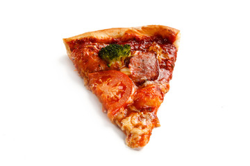 Piece of pizza  on white background 