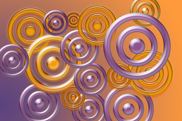 Circular Target Shapes Background - Abstract 3D Digital Illustration Wallpaper with Vivid Shapes in Glass Design