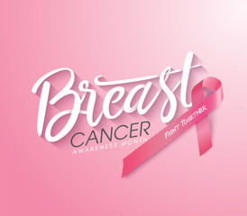 Breast Cancer Awareness Ribbon Background. Vector illustration