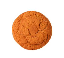 Oat cookie isolated white background with clipping path. Top view.