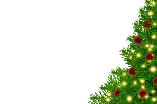 geschmückter weihnachtsbaum auf weißem hintergrund