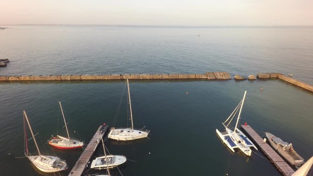 yachts at the pier, aerial view , Odessa, Ukraine, 