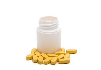 yellow pills with box