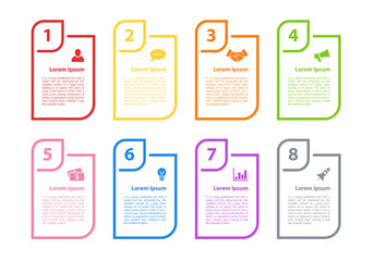 Infographic design business concept vector illustration with 8 steps or options or processes represent work flow or diagram for annual report or presentation 