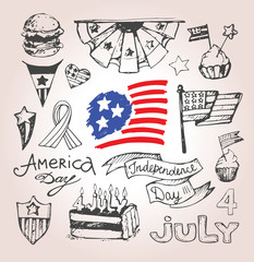 Obraz premium Happy Independence day of America card vector. 4th of July. Vector illustration.