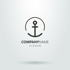 Black and white logo with an anchor in a round frame