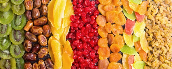 Crédence de cuisine en verre imprimé Fruits Mélange de fruits secs et confits