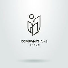 Black and white abstract plant logo
