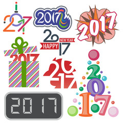 Happy new year 2017 text design vector creative graphic celebration greeting party date illustration