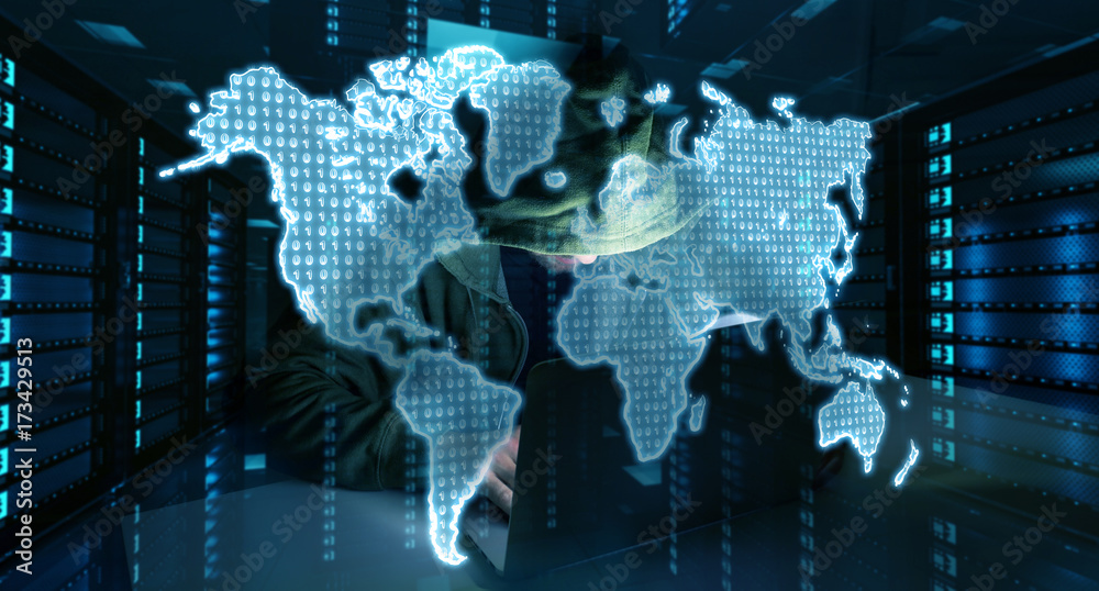 Fototapete hacker accessing to personal data information with a computer 3d rendering