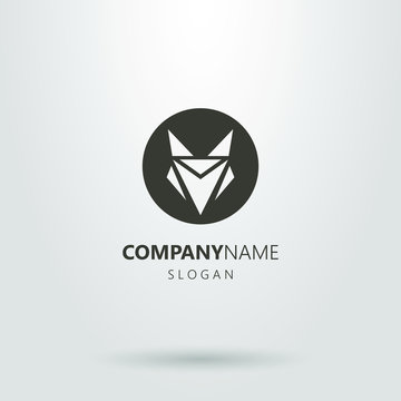 Black and white logo of an abstract fox head