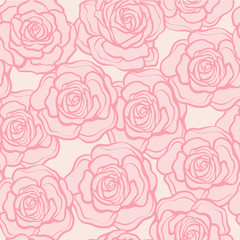 Rose flower seamless pattern. Pink roses on pink background. Sto