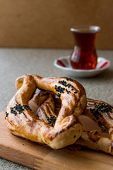 Turkish Salty Pastry Catal with tea