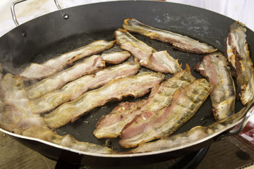 Pan fried bacon