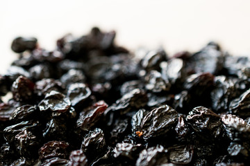 Organic Dry Raw Raisins close up view.