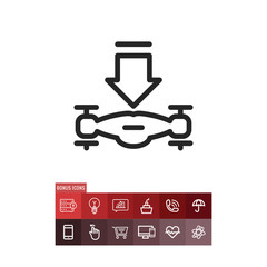 Drone landing vector icon