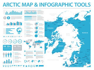 Arctic Region Map - Info Graphic Vector Illustration © Porcupen