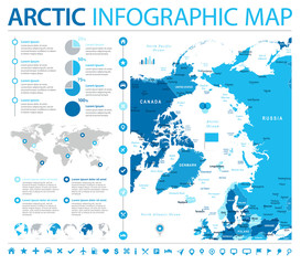 Arctic Region Map - Info Graphic Vector Illustration © Porcupen
