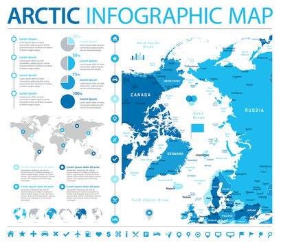 Arctic Region Map - Info Graphic Vector Illustration