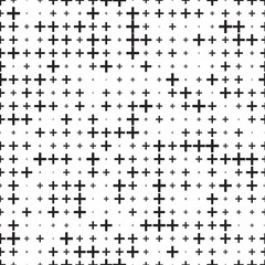 seamless pattern with black crosses on white - obrazy, fototapety, plakaty