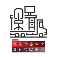 Office moving icon, relocation symbol. Modern, simple flat vector illustration for web site or mobile app