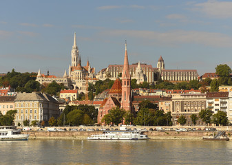 Church of St. Matthias, Fisherman's Bastion, Calvinist Church, Danube river, Budapest, Hungary
