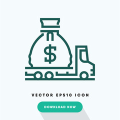 Moving money icon, belongings symbol. Modern, simple flat vector illustration for web site or mobile app