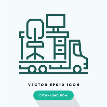 Office moving icon, relocation symbol. Modern, simple flat vector illustration for web site or mobile app
