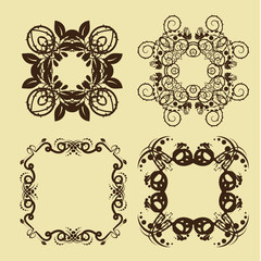 illustration of set of vintage design elements