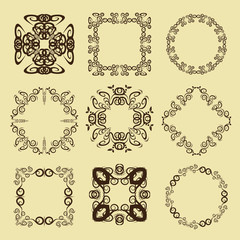 illustration of set of vintage design elements