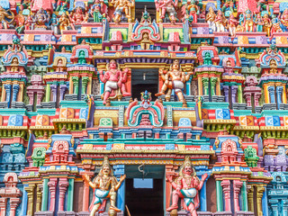 Colorful hindu temple tower view