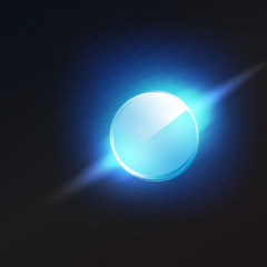 Blue glossy circle with perspective grid on background, Vector