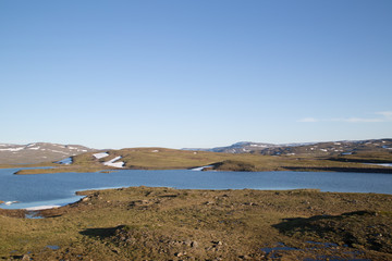 Fototapeta na wymiar Landscape at the lake Guolasjávri, Norway, summer