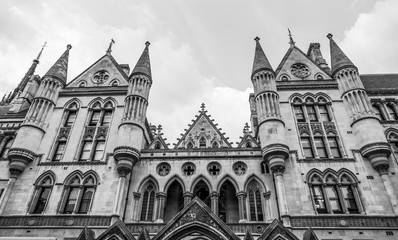 Impressive building of the Royal Courts of Justice in London