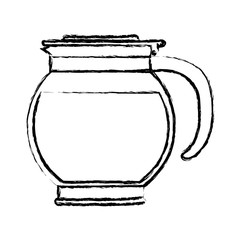 rounded glass jar recipient of coffee with handle monochrome blurred silhouette vector illustration