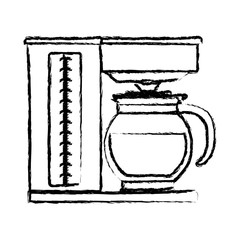 coffee maker with glass jar silhouette monochrome blurred silhouette vector illustration